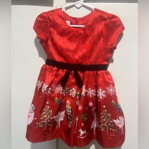 Bonnie Jean Red Dress with Snowflake Pattern
